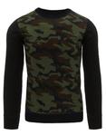 Sweter męski czarno-zielony (wx0890) - Woodland camo ciemny w sklepie internetowym Dstreet.pl