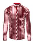 Biało-czerwona koszula męska w kratkę (dx1221) w sklepie internetowym Dstreet.pl