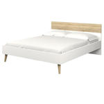 Łóżko Oslo 140 x 190 stylu retro - biały || dąb sonoma \ 140 x 190 cm w sklepie internetowym MeblePumo.pl
