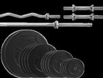 Zestaw 73kg (2x10, 4x5, 4x,2,5, 4x1,25) Obciążenie bitumiczne 29mm + 4 gryfy w sklepie internetowym Platinum Fitness 