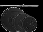 Zestaw 80kg (2x20, 2x10, 2x5) Obciążenie bitumiczne 29mm + gryf prosty 180cm w sklepie internetowym Platinum Fitness 