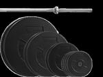 Zestaw 80kg (2x20, 2x10, 2x5, 4x 2,5) Obciążenie bitumiczne 29mm + gryf prosty 180cm w sklepie internetowym Platinum Fitness 