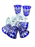 Kobaltowe kryształowe kieliszki do likieru 60 ml Krata Oliwka w sklepie internetowym Marika