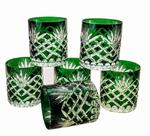 Szmaragdowe kryształowe szklanki do whisky Ananas 6 sztuk w sklepie internetowym Marika