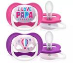 Avent Philips Smoczek ULTRA AIR 6-18m SCF080/04 GIRL I love papa/balonik w sklepie internetowym Malutek