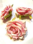 Róże sztuczne - L - śr.9 cm wys.4,5 cm różowy - poliester - 1 szt w sklepie internetowym Image-Arte