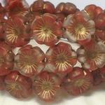 Koraliki Czech Glass Beads Hawaii Flower 14 mm matte red wine /old patina w sklepie internetowym Image-Arte