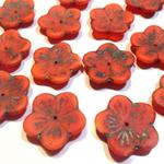 Flowers Glass Beads 20mm Matte Picasso Red Pumpkin - 1 szt w sklepie internetowym Image-Arte