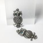 Zawieszka sowa z oczkiem 40x20 mm antyczne srebro turkusowe 1 szt w sklepie internetowym Image-Arte