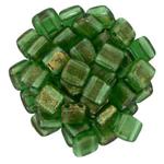 CzechMates Tile Bead 6mm Gold Marbled Green Emerald 20 szt. w sklepie internetowym Image-Arte