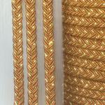 Sznurek pleciony płaski bawełniany 6 mm brązowo-złoty - 1m w sklepie internetowym Image-Arte