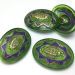 Guzik szklany 36x24 mm OVAL green/violet - 1 szt w sklepie internetowym Image-Arte