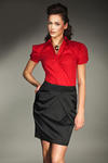 Koszula z marszczeniem na biuście, krótki rękaw czerwony - K28 w sklepie internetowym LadyStyle