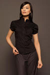 Urocza koszula z falbanką i zakładkami czarny - K26 w sklepie internetowym LadyStyle