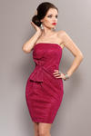 3703-2 Sukienka zakładana na piersi ze świecącego materiału z kokardą z przodu - różowy w sklepie internetowym LadyStyle