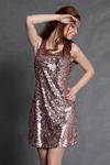 4106-1 Cekinowa sukienka na ramiączkach zapinana z tyłu na suwak z podszewką - miedziany w sklepie internetowym LadyStyle