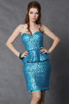 4103-2 Cekinowa sukienka baskinka  - turkusowy w sklepie internetowym LadyStyle