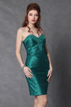 4101-2 Sukienka bez ramiączek z usztywnianymi miseczkami ze świecącego materiału z podszewką - zielony w sklepie internetowym LadyStyle