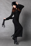 4117-2 Długa wełniana sukienka + szalik - czarny w sklepie internetowym LadyStyle