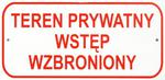 TABLICA MAŁA 10*20CM TEREN PRYWATNY WSTĘP WZBRONIONY w sklepie internetowym Beriza.pl 