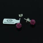 Kolczyki Discoball Swarovski kulki 8mm Fuchsia na sztyft w sklepie internetowym Bestsilver.pl