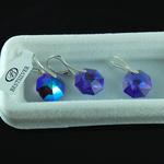 Komplet Swarovski - kolczyki srebrne + wisiorek OCTAGON Blue Violet w sklepie internetowym Bestsilver.pl