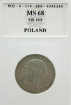 5 zĹotych, gĹowa kobiety, 1933, MS68 w sklepie internetowym enumizmatyczny.pl