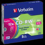 Płyty Verbatim CD-RW 700MB 12x -Slim - 5szt. Color w sklepie internetowym Profibiuro.pl