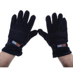 Rękawiczki Męskie zimowe ciepłe skórzane bawełna na rzep Czarne w sklepie internetowym BucikSklep