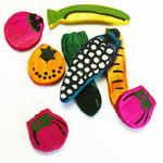 Zestaw 8 drewnianych zabawek dla gryzonia - warzywa i owoce w sklepie internetowym EasyPet.pl