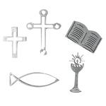 Elementy drewniane: Chrześcijańskie motywy - komunia, srebrne, 3-5 cm, op. 5 szt. [86-706-22] w sklepie internetowym KreatywnySwiat.pl