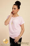 CM0228 Gładka bluzka tunika + wisior sowa - różowa w sklepie internetowym Cudmoda