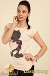 CM0243 Bluzka t-shirt ozdobne kamienie cyrkonie - łososiowa w sklepie internetowym Cudmoda