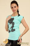 CM0243 Bluzka t-shirt ozdobne kamienie cyrkonie - miętowa w sklepie internetowym Cudmoda