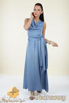 CM0297 Długa rozkloszowana sukienka maxi - jeansowa w sklepie internetowym Cudmoda