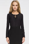 CM2719 Elegancka bluzka z wiązaniem przy dekolcie - czarna w sklepie internetowym Cudmoda