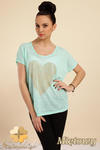 CM0212 Zwiewna bluzka damska z sercem - miętowa w sklepie internetowym Cudmoda