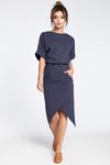 CM3026 Nowoczesna sukienka z zakładką - niebieska w sklepie internetowym Cudmoda