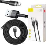 KABEL USB-A -> Lightning / iPhone Baseus Cafule CALKLF-RG1 300cm Apple 2A CZARNO-SZARY W OPLOCIE w sklepie internetowym VirtualEye