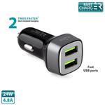 PURO Mini Car Fast Charger - Uniwersalna ładowarka samochodowa 2 x USB 4.8 A (czarny) w sklepie internetowym mobilemania.pl