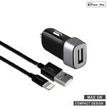 PURO Mini Car Charger - Ładowarka samochodowa + kabel MFi 1m (czarny) w sklepie internetowym mobilemania.pl