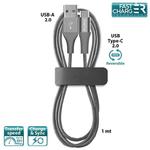 PURO Braided Cable - Kabel USB-C 2.0 na USB 2.0 + klips 1 m (Space Gray) w sklepie internetowym mobilemania.pl