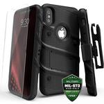 Zizo Bolt Cover - Pancerne etui iPhone Xs / X ze szkłem na ekran + podstawka i uchwyt do paska (czarne) w sklepie internetowym mobilemania.pl