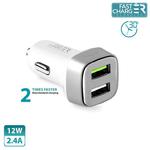 PURO Mini Car Fast Charger Uniwersalna ładowarka samochodowa 2xUSB (biała) w sklepie internetowym mobilemania.pl