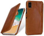 Etui skórzane StilGut do iPhone X / Xs - UltraSlim Book (brązowe) w sklepie internetowym mobilemania.pl