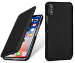 Etui skórzane StilGut do iPhone X / Xs - UltraSlim Book (czarne) nappa w sklepie internetowym mobilemania.pl