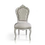 Stylowe, dekoracyjne krzesło Kair, biała, drewniana rama, obicie biała ekologiczna skóra w sklepie internetowym Impresje24.pl