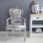 Barokowe, dekoracyjne krzesło z serii Kair, skóra ekologiczna, kolor srebrny. w sklepie internetowym Impresje24.pl