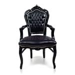Stylowe, barokowe krzesło z serii KAIR, podłokietniki, czarna rama, obicie czarna ekoskóra. w sklepie internetowym Impresje24.pl