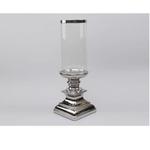 Lampion szklany z podstawą ceramiczną srebrną H: 44,5 cm w sklepie internetowym Pigmejka